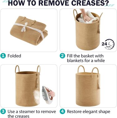 Кошик для білизни YOUDENOVA плетені, ручної роботи з бавовни (колір коричневий, 58L)
