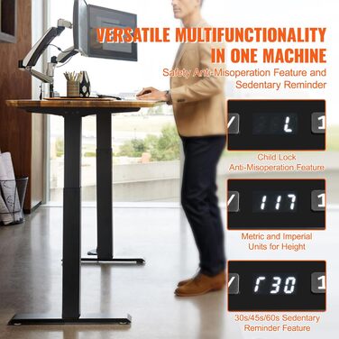 Електричний стіл VEVOR з двома моторами, регулювання висоти 65-129 см та довжини 110-178 см, чорний, для офісу та дому