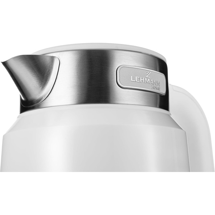 Електричний чайник Lehmann Edelstahl 2L, 2200W з подвійними стінками, автоматичним відключенням та захистом від перегріву, BPA-free, для великих сімей та офісів (Білий)