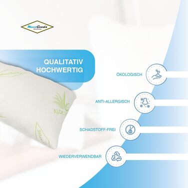 Ортопедична подушка MaxxGoods з віско-гель піною та захисним чохлом з алое вера. Підходить для сну на спині, животі та боці. Розмір: 42x70x12 см