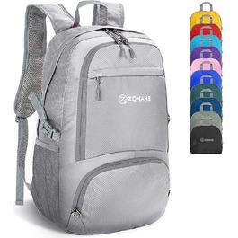 Легкий складной рюкзак ZOMAKE - упаковваеме рюкзаки об'ємом 30 л, невеликі складні рюкзаки, похідний рюкзак, сумка для жінок, чоловіків, походів на відкритому повітрі (сірий-новий)