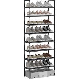 Підставка для взуття AcornFort S-526, 8 рівнів, 24 пари, 56x30x140 см (чорна)