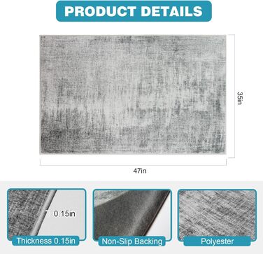 Підкладка під офісне крісло 90x120 см, сіра текстура | Захист для підлоги, килимок від ковзання | Для ламінату та плитки