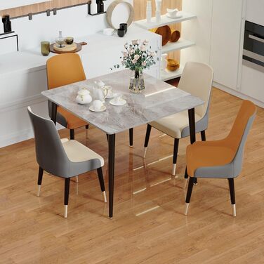 Стіл кухонний FATIVO, 80x80 см, білий глянцевий, для 2 осіб, скандинавський стиль, металеві ніжки