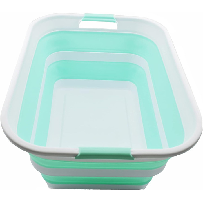 Пластиковий кошик для білизни, складний, складний, портативний, компактний (1, білий/світло-зелений) 1 білий/світло-зелений, 42L