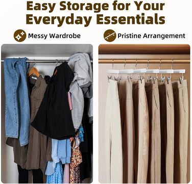 Дерев'яні вішалки для штанів та одягу HOUSE DAY з кліпсами, 25 шт. - білі, 35,5 см, з обертовим гачком