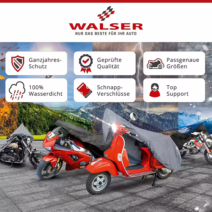 Преміум чохол для мотоцикла WALSER XL, водонепроникний, з ПВХ, для вулиці, чорний, 255x110x135 см