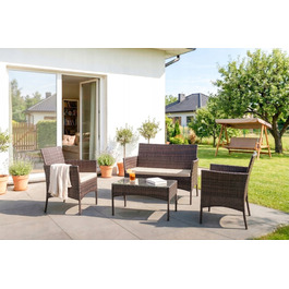 Комплект садових меблів із техноротанга MEBEL ELITE, коричневий, 4 предмети