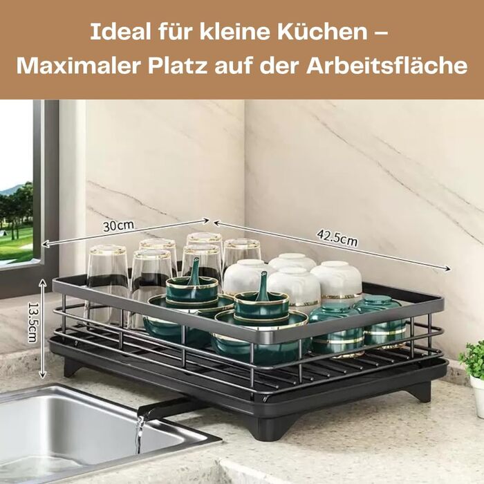Сушарка для посуду з нержавіючої сталі 2-ярусна Abtropfgestell: компактна, з піддоном, тримачем для столових приладів, 360° вилив