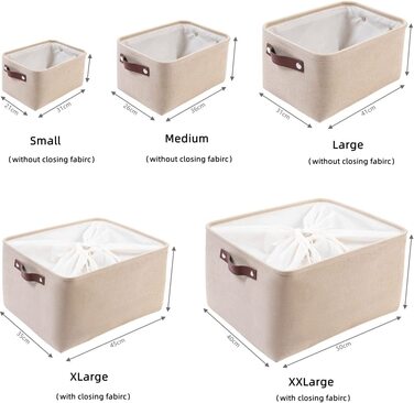 Тканинні ящики для зберігання SOCOHOE, набір кошиків для зберігання з 3 предметів, складна тканинна корзина для іграшок, одягу , будинку, білизни (ediu) (Бежевий, L)