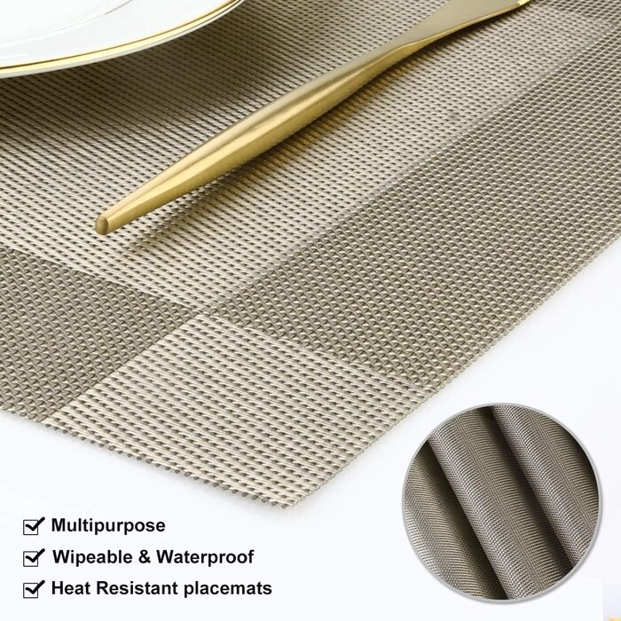 Набори серветок на стіл DACHUI, 8 шт., тканинні, під льон, водовідштовхувальні, термостійкі, миючі, довговічні (димно-сірий) (кава, 4 шт.)