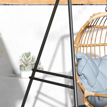 Каркас крісла-гамака Outsunny 178 x 143 x 180 см, з навантаженням до 150 кг, міцна підставка для підвісних крісел, ідеально підходить для внутрішнього та зовнішнього використання, чорний