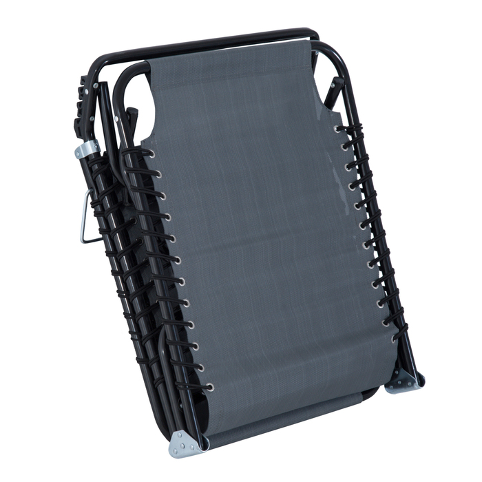 Шезлонг складний для саду, лежак для відпочинку з 4-позиційним регулюванням спинки, стійкий до погодних умов кемпінговий лежак, витримує до 120 кг, ідеально підходить для саду, пляжу, басейну, сірого кольору.