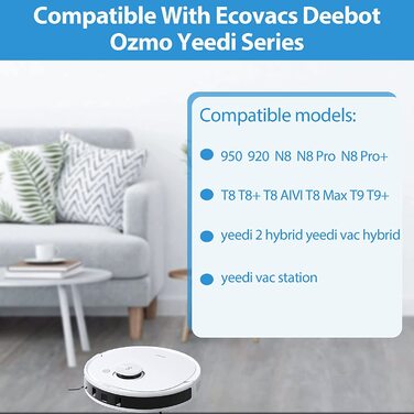 Набір аксесуарів для Ecovacs Deebot Ozmo 950 920 N8 N8 Pro N8 Pro T8 T8 T8 Aivi T8 Макс T9 T9 yeedi 2 гібрид, 12PC