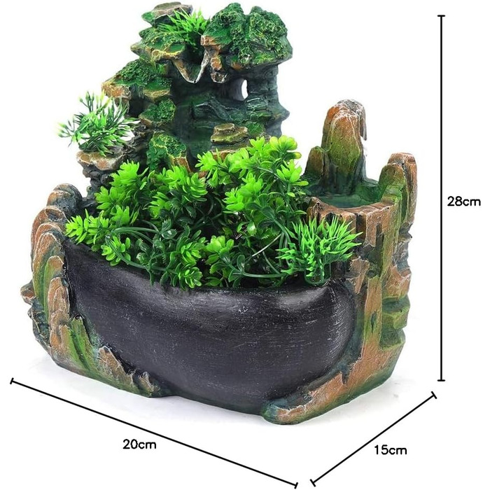 Кімнатний фонтан Zimmerbrunnen з підсвіткою 20x15x28 см – для релаксації та зволоження повітря