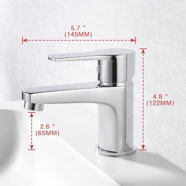 Ibergrif - Змішувач для ванної кімнати з одним важелем, хром. Змішувач для раковини з водозберігаючою функцією, анти-відбитки пальців, легка установка, модель M11057. Без функції холодного старту.