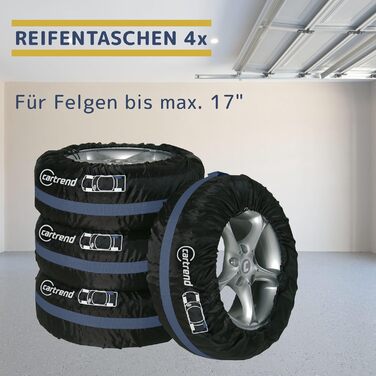 Набір для зберігання та транспортування коліс Cartrend, 4 шт., водовідштовхувальні, чорно-червоні