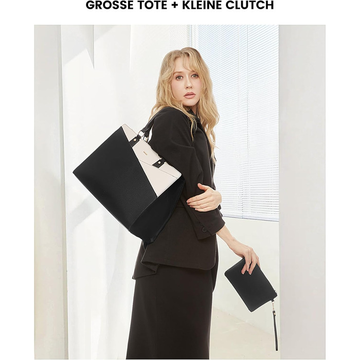 Сумка для ноутбука LOVEVOOK: жіноча сумка-шоппер, велика, на плече, 15.6 дюймів, чорна