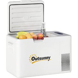 Термобокс Outsunny 22L: Електричний міні-холодильник для авто, кемпінгу, з LED, 12/220V, кремовий