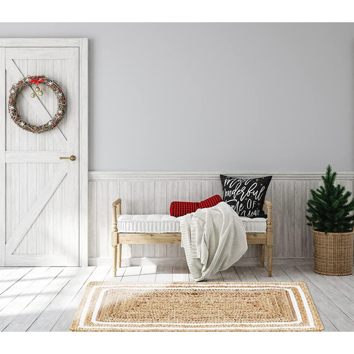 Килимове покриття з джутового килима ручної роботи Chloe 110 x 60 см великого розміру килимове покриття, заплетене як килимок перед вхідними дверима всередині або зовні кухонне покриття в коридорі ванної кімнати або кухні