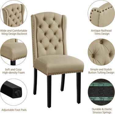 Набір кухонних стільців Yaheetech з амортизованим сидінням та спинкою, сірі (2 шт.)