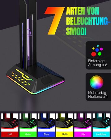 Кріплення для гарнітури KALAHOL RGB ігрова підставка з USB & Type-C, світлодіод, подарунок для геймерів, чорний