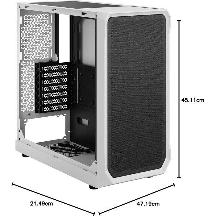 Корпус для ПК Fractal Design Focus 2 White з загартованим склом, білий, сітчаста передня панель, 2 вентилятори 140 мм, ATX, ігровий
