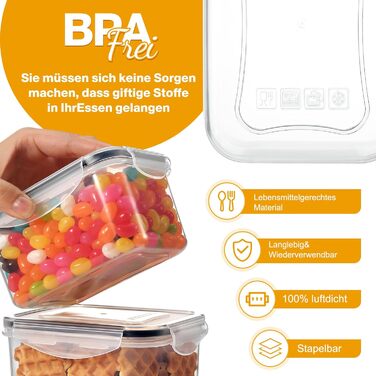 Набір контейнерів для зберігання продуктів YASHE 24 шт. з кришкою, герметичні, BPA-free, для сухої їжі, мюслі, борошна та цукру