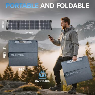 Портативна електростанція 1024Wh LiFePO4, сонячний генератор з 4 роз'ємами AC 1800W (3600W пік), 100W USB-C, швидка зарядка, UPS, для кемпінгу, RV, надзвичайних ситуацій (P1000E PLUS+PV100 Solarpanel)