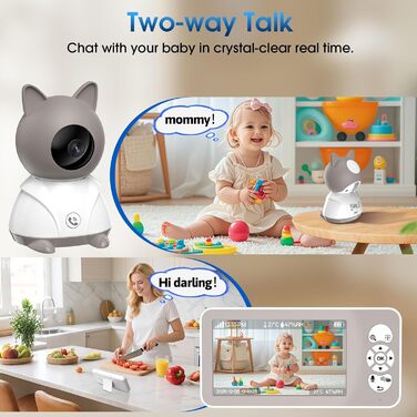 Відеоняня з камерою 2K PTZ: монітор для немовлят з нічним баченням, датчиком руху, лушпаннями, зумом 4x та записом