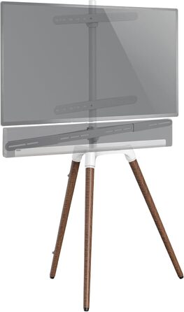 Підставка для телевізора Schwaiger 658200 - дерев'яна, для телевізорів до 65 дюймів, 35 кг, з кріпленням для саундбару, білий/бук, преміум-якість