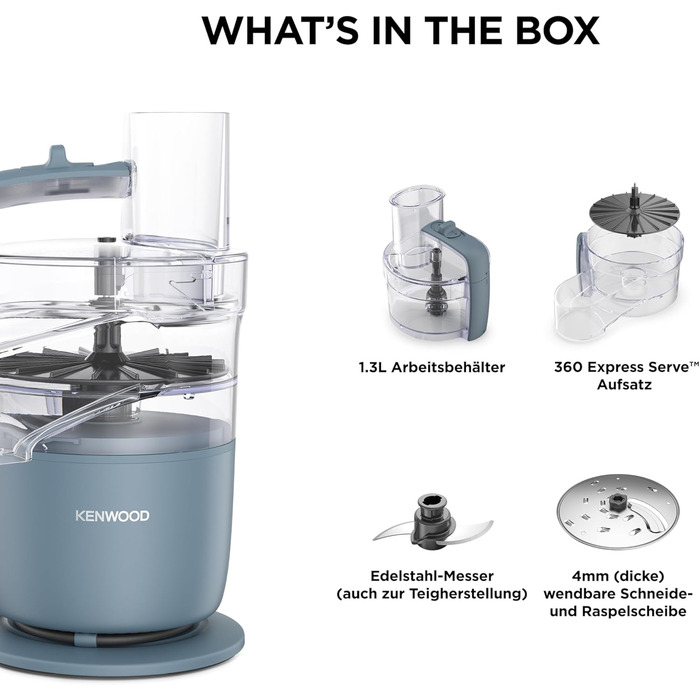 Кухонний комбайн Kenwood MultiPro Go FDP22.130GY, 650 Вт, 1,3 л, Кольори: блакитний та сірий