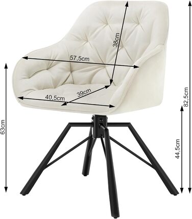 Крісла для їдальні WOLTU EZS60dgr-4 (8 шт.) з м'яким сидінням та підлокітниками, обертаються на 360°, з металевими ніжками, оксамитовий покрив (кремовий)