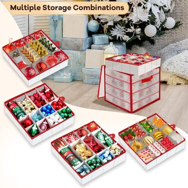 Ящик для зберігання новорічних кулі: органайзер для 64 куль, 4 яруси, 34x34x34 см