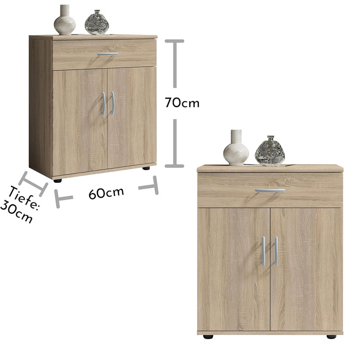 Сучасний комод з шухлядою, багато місця для зберігання, 118x70x30 см, Дуб Сонома