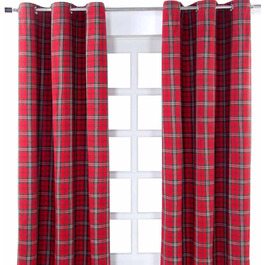 Непрозорі штори в шотландку, комплект з 2 шт. , 117x137 см, 100 бавовна