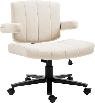 Крісло Vigosit Criss Cross з колесами, регульовані підлокітники, антиковзне покриття, комфортна подушка, сучасний стиль, поворотне, для дому, туалетного столика, офісу (Сірий)