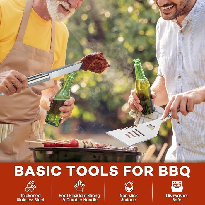 Набір гриль-посуду DRAGON RIOT з нержавіючої сталі, 29 предметів. Преміум-набір аксесуарів для гриля з лопаткою в алюмінієвому кейсі. Ідеальний подарунок для чоловіків, BBQ, для приготування їжі на відкритому повітрі.