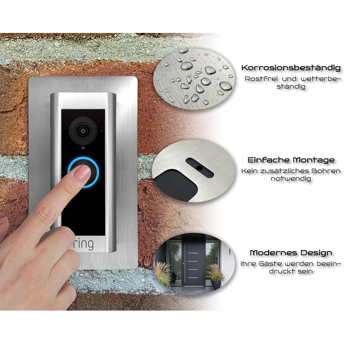 Накладки для Ring Video Doorbell Pro: нержавіюча сталь, аксесуари, кріплення, щиток, панель для кріплення на стіну, полірована сталь