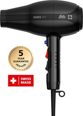 Фен Solis Swiss Air 3802 - Фен - 2 режими нагріву - Функція холодного повітря - Знімний фільтр для волосся - Кільце для підвішування