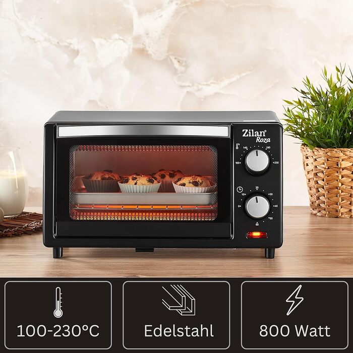 Міні-піч 9 літрів | Таймер 60 хв | 800 Вт | 100°-230°C | Міні-піч | Піч | Духовка | Піч для кемпінгу | Компактна піч | Компактна духовка