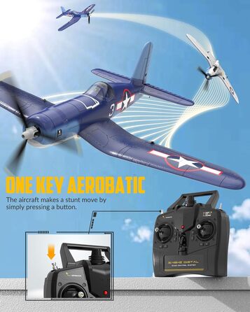 Радіокерований літак Volantexrc F4U Corsair V2 RTF 2.4GHz з USB зарядкою – для початківців, паркфлаєрів, легких польотів