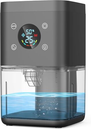 Електричний осушувач повітря 1800 мл - тихий осушувач для дому з функцією відтавання, очищення повітря та захистом від вологи. Ідеально для спальні та ванної кімнати (білий/чорний)