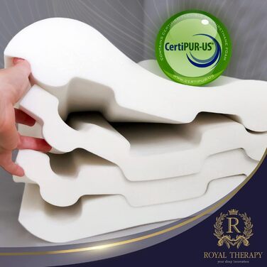 Подушка Royal Therapy з піною Memory Foam, 4 шари, бамбук, регульована висота, для тих, хто спить на боці