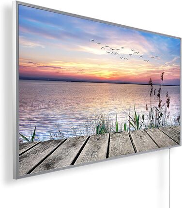 Інфрачервовий обігрівач з зображенням – TÜV SÜD - 1200 Вт, білий каркас (42 ступінь)