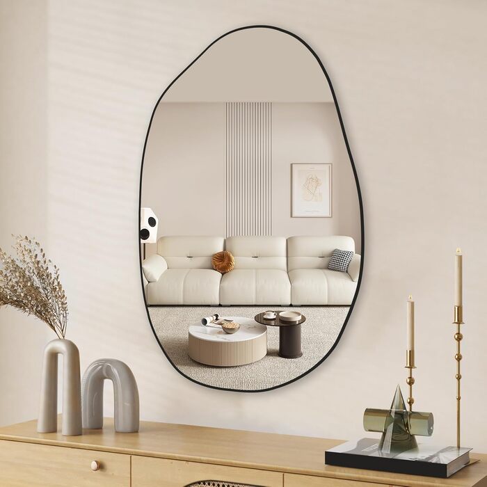 Дзеркало настінне асиметричне GOQELK, 85 x 52 см, декоративне для вітальні, ванної кімнати, спальні