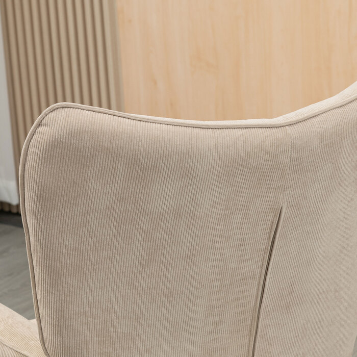 Крісло HOMCOM Wingback з табуретом Крісло з м'якою реклайнером Вельвет Look Крісло для відпочинку Крісло Крісло з дерев'яними ніжками Телевізор Крісло бежеве для вітальні