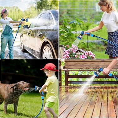 Himimi автоматичний водяний шланг 30м + 2м настінна коробка, поворот на 180°, ролики для саду, автоматичний з 10-в-1 розпилювачем, кріплення на стіну для поливу