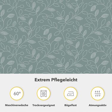 Мрійливо красива постільна білизна з бобра 155x220 з квітковим малюнком-вусики М'ятний дизайн - постільна білизна з квітковим малюнком - пухнаста постільна білизна з бавовни 155x220 (135x200 см, зелений)