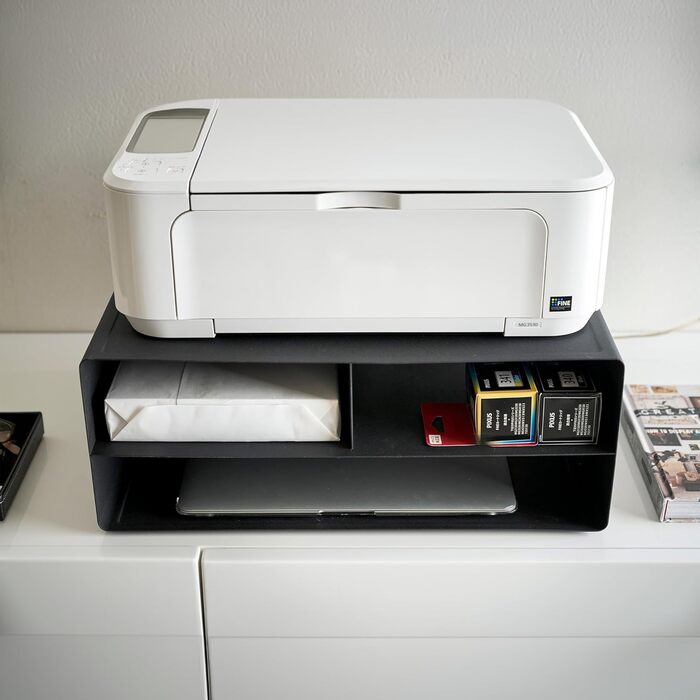 Стол для принтера Yamazaki 4349 Tower, чорний, сталь, мінімалістичний дизайн, 48 x 37 x 19 см